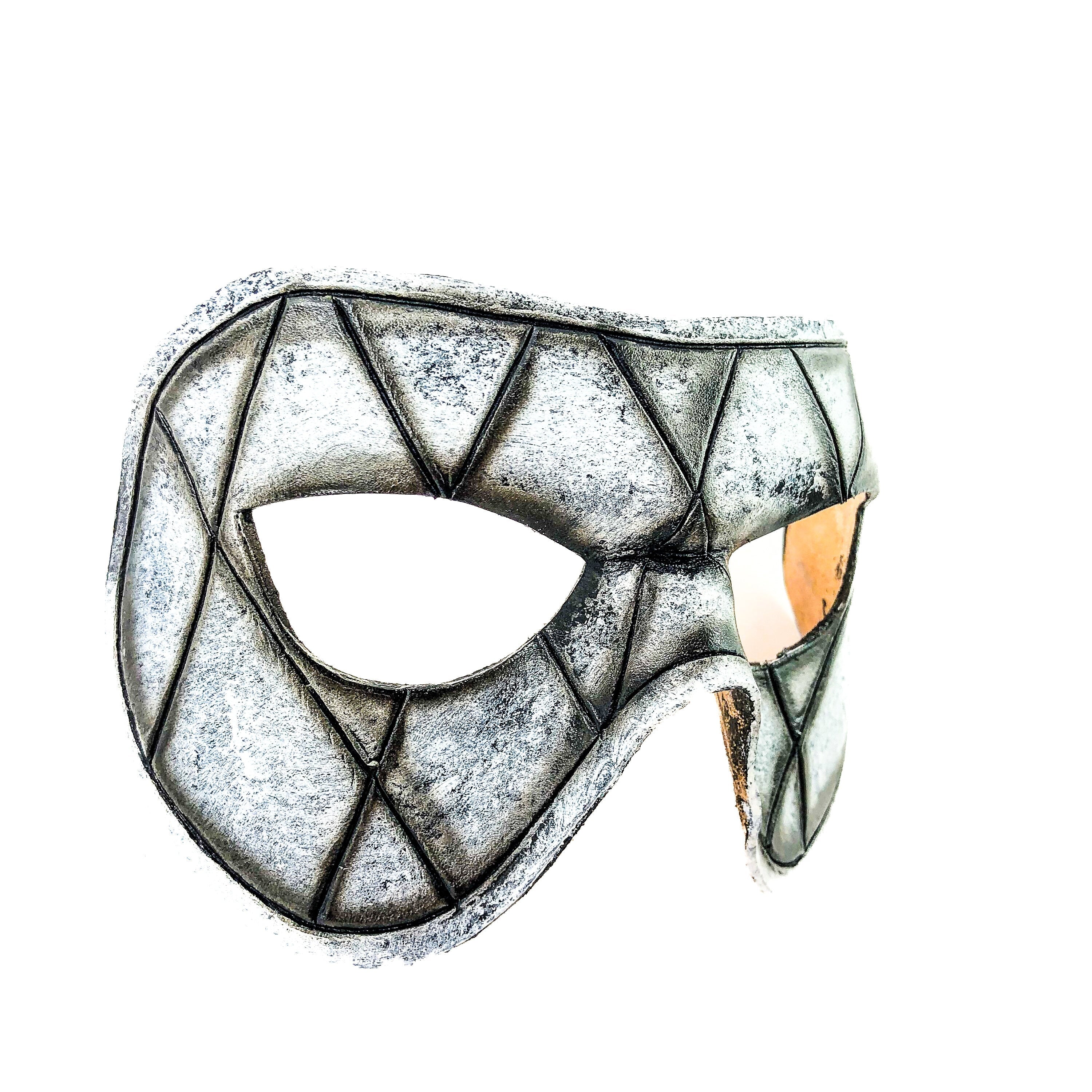 Harlequin Handmade Genuine Leather Mask in Black and White by Rockwell Masks