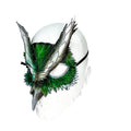 Layered Green Eagle Owl Handmade Genuine Leather Mask by Rockwell Masks