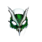 Layered Green Eagle Owl Handmade Genuine Leather Mask by Rockwell Masks