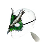 Layered Green Eagle Owl Handmade Genuine Leather Mask by Rockwell Masks