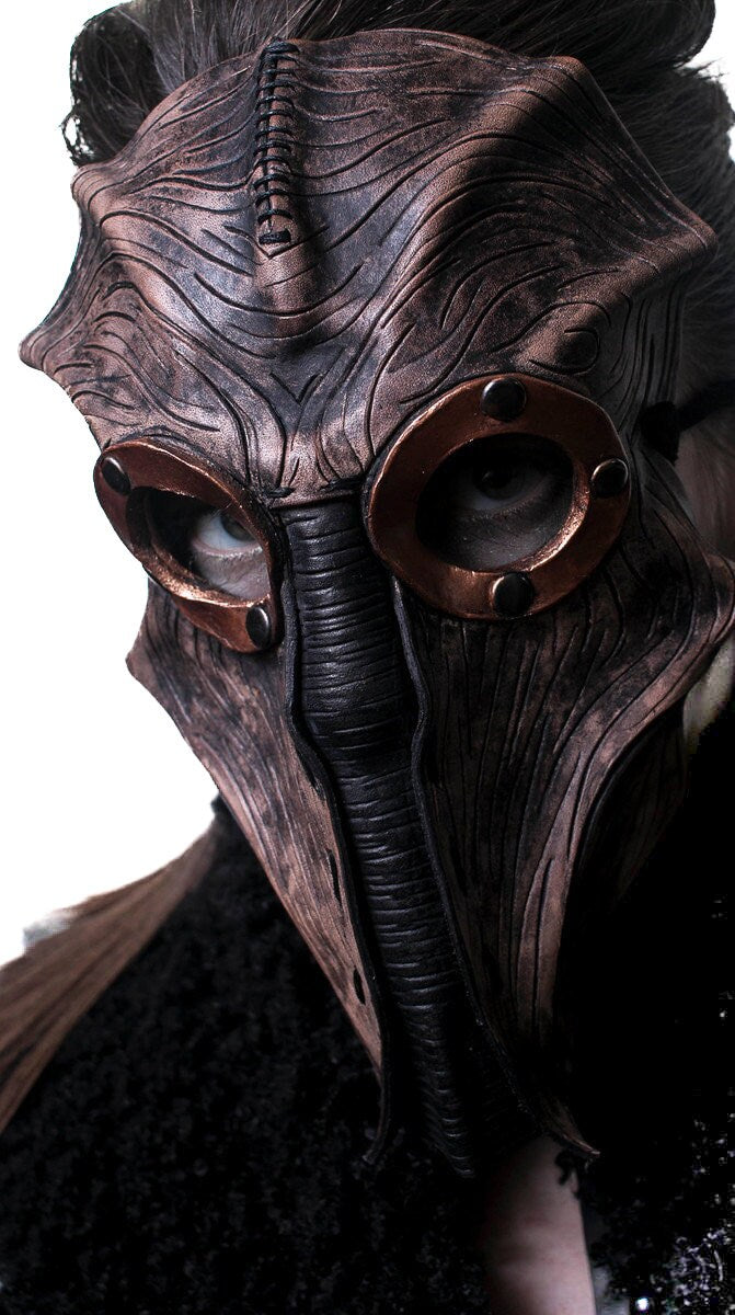 Steampunk Inspired Handmade Genuine Leather Mask in Brown by Rockwell Masks