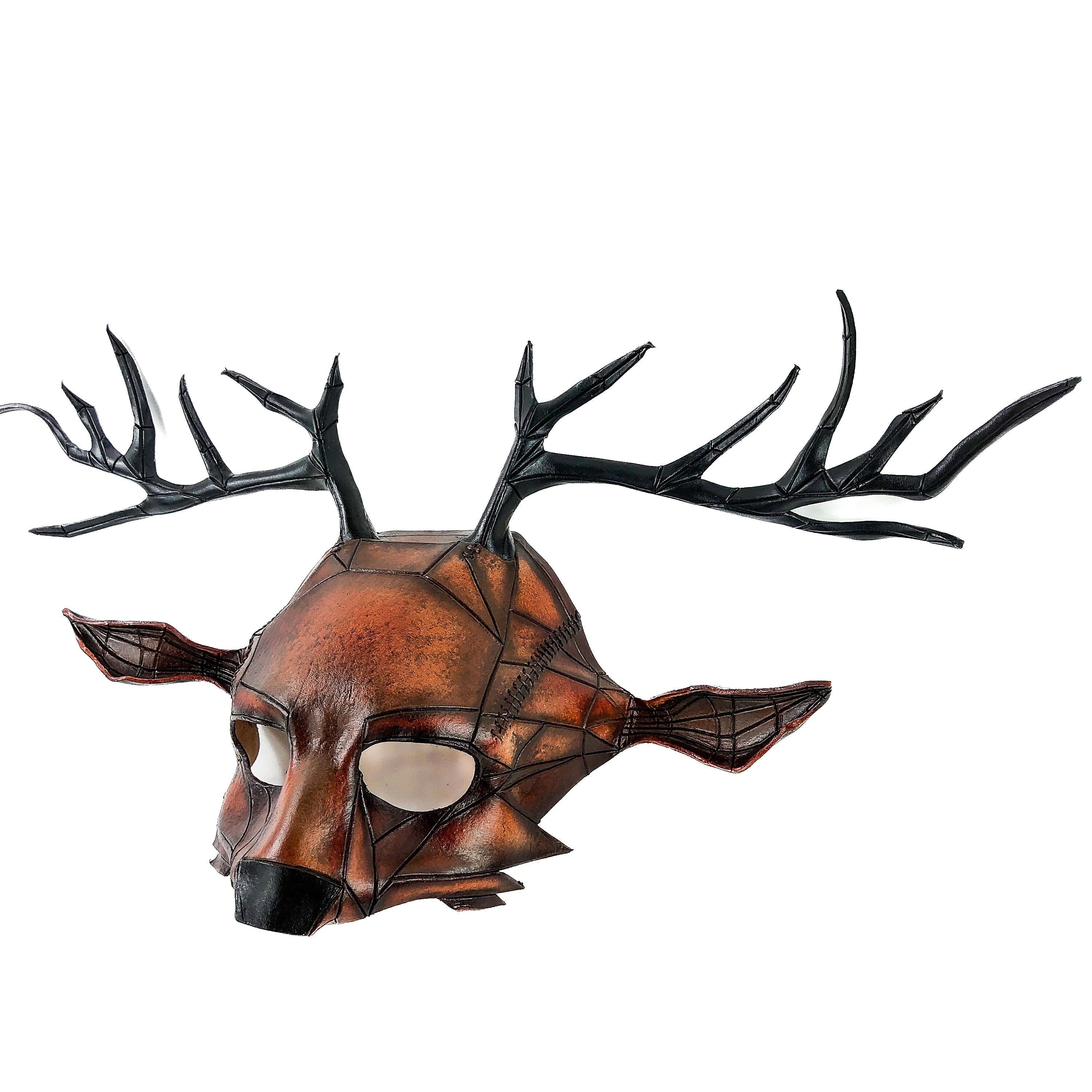 Geometric Buck Deer Genuine Leather Mask by Rockwell Masks