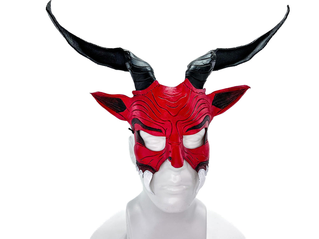 Krampus Handmade Genuine Leather Mask for Masquerade Cosplay or Halloween Costumes by Rockwell Masks