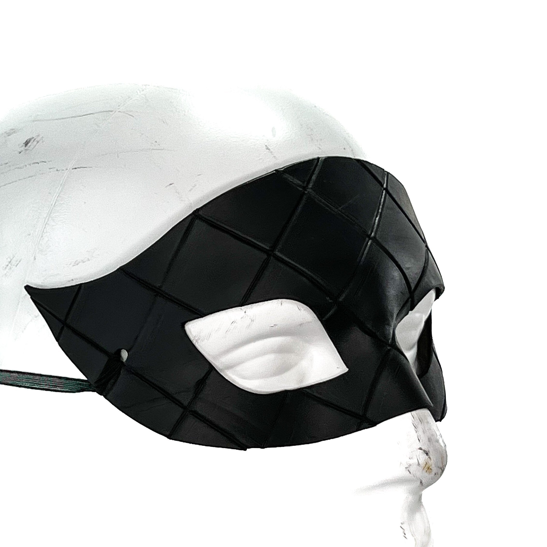 Masquerade Handmade Genuine Leather Mask in Black for Masquerades Halloween or Cosplay by Rockwell Masks