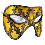 Dual Layer Handmade Genuine Leather Mask in Gold and Black by Rockwell Masks