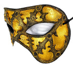 Dual Layer Handmade Genuine Leather Mask in Gold and Black by Rockwell Masks
