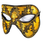 Dual Layer Handmade Genuine Leather Mask in Gold and Black by Rockwell Masks