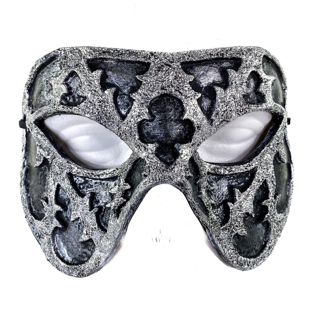 Dual Layer Handmade Genuine Leather Mask in Silver and Black by Rockwell Masks