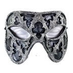 Dual Layer Handmade Genuine Leather Mask in Silver and Black by Rockwell Masks