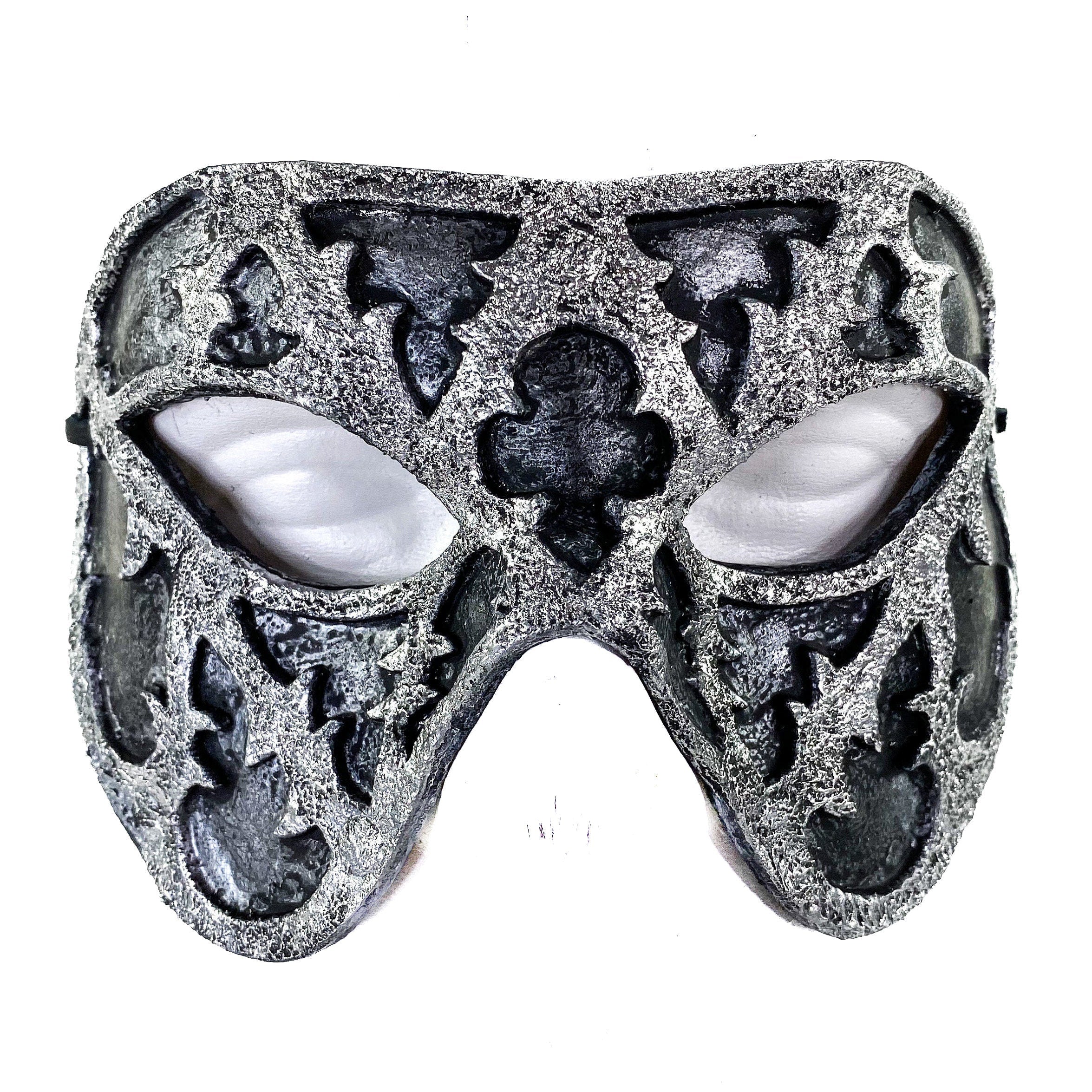 Dual Layer Handmade Genuine Leather Mask in Silver and Black by Rockwell Masks