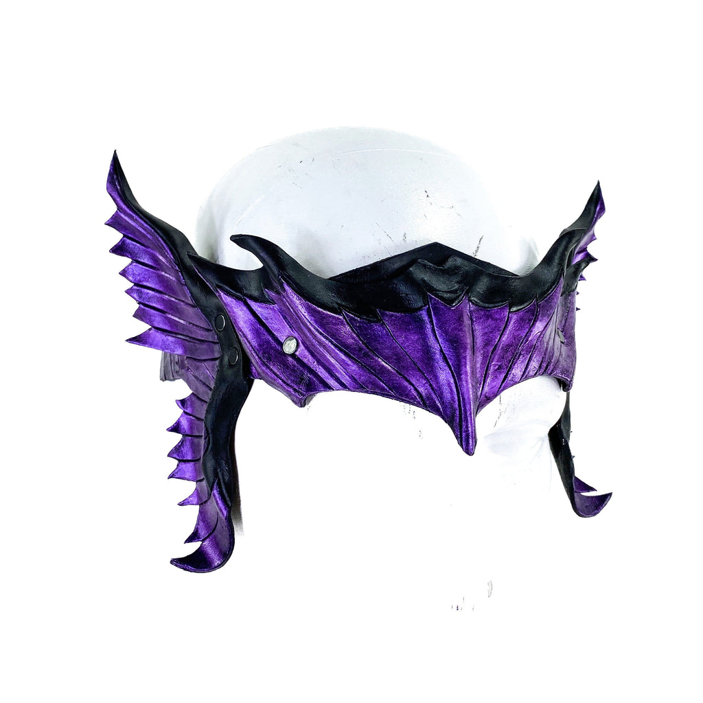 Masquerade Crown of Handmade Genuine Leather in Purple and Black by Rockwell Masks