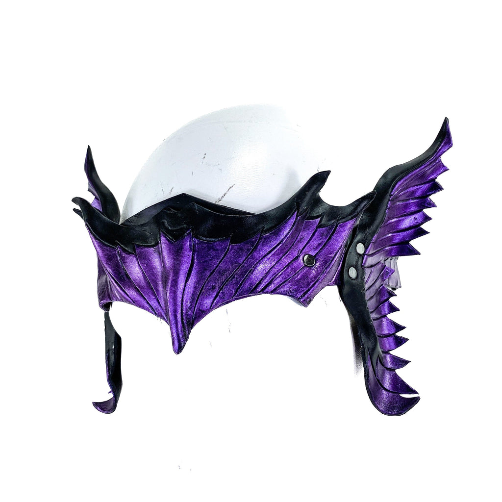 Masquerade Crown of Handmade Genuine Leather in Purple and Black by Rockwell Masks
