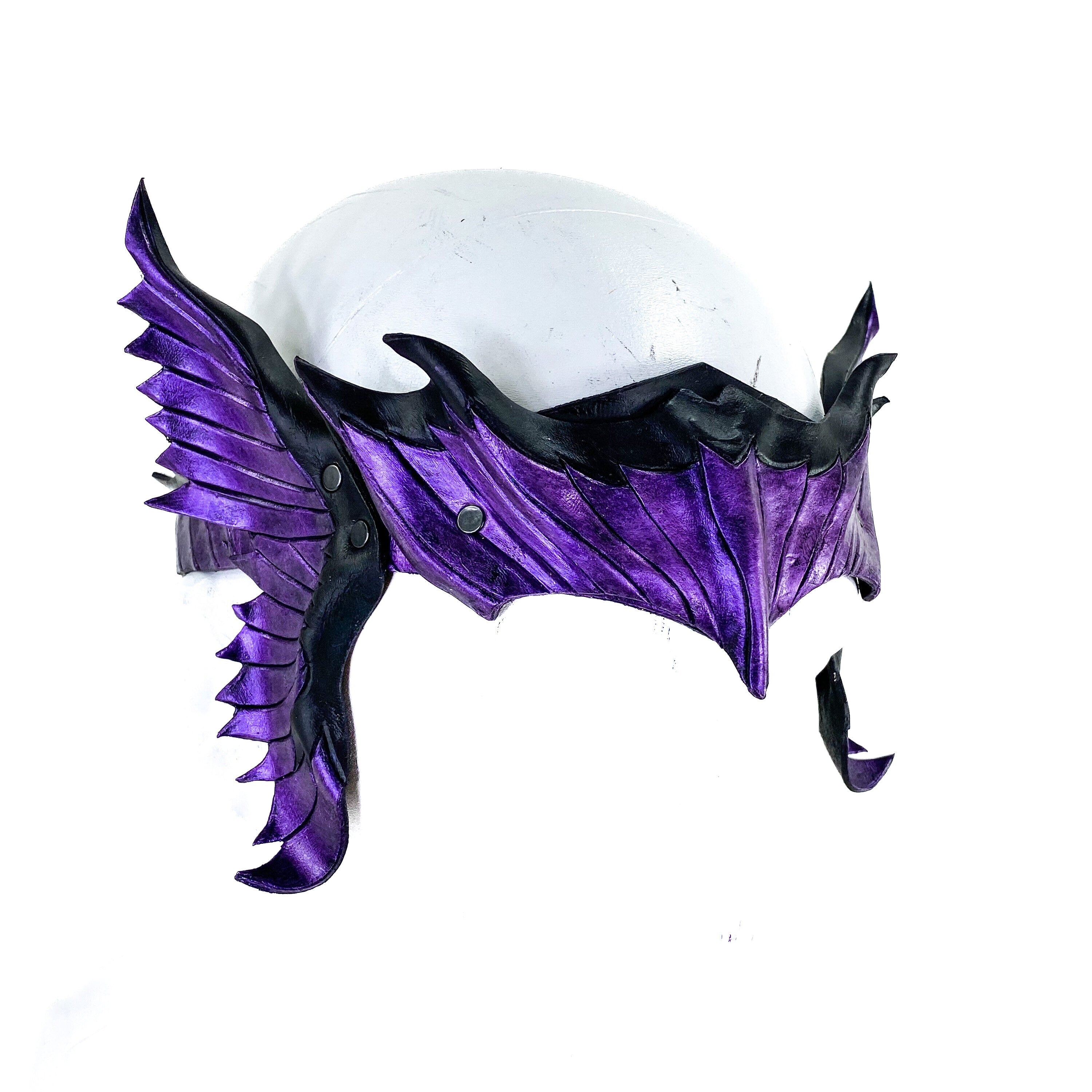 Masquerade Crown of Handmade Genuine Leather in Purple and Black by Rockwell Masks