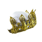Masquerade Crown of Handmade Genuine Leather in Gold by Rockwell Masks