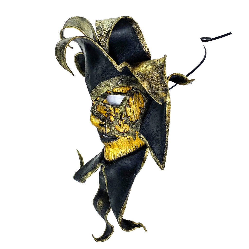 Venetian inspired Jester Mask in Gold and Black - Wearable or Wall Art by Rockwell Masks