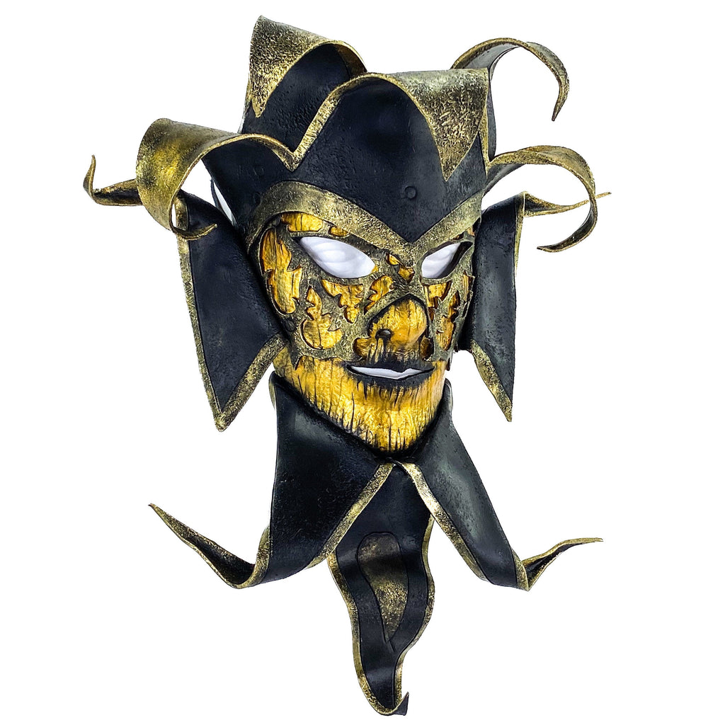 Venetian inspired Jester Mask in Gold and Black - Wearable or Wall Art by Rockwell Masks
