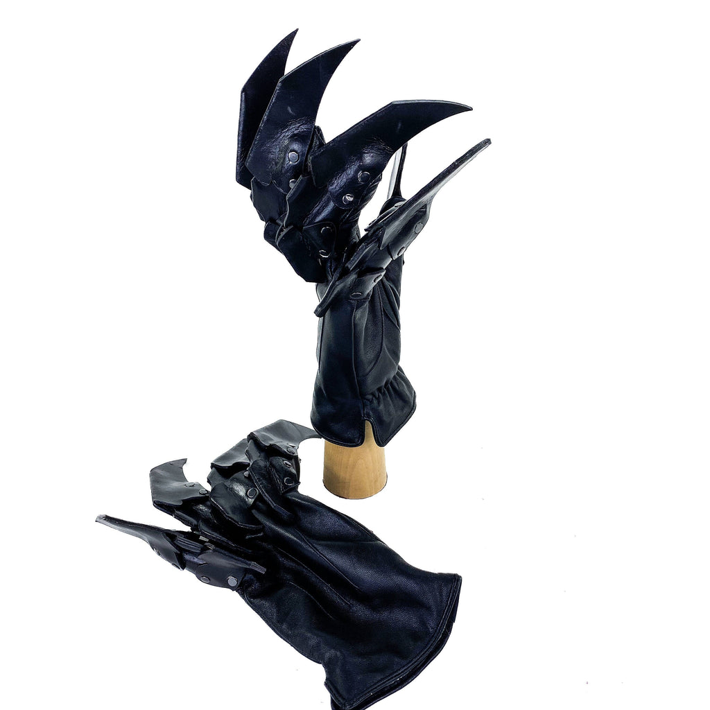 One Set of Two Handcrafted Genuine Leather Gloves with Claws in Black by Rockwell Masks