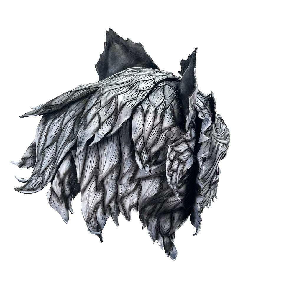 The Grey Lycan - Handmade Genuine Leather Helmet Mask by Rockwell Masks