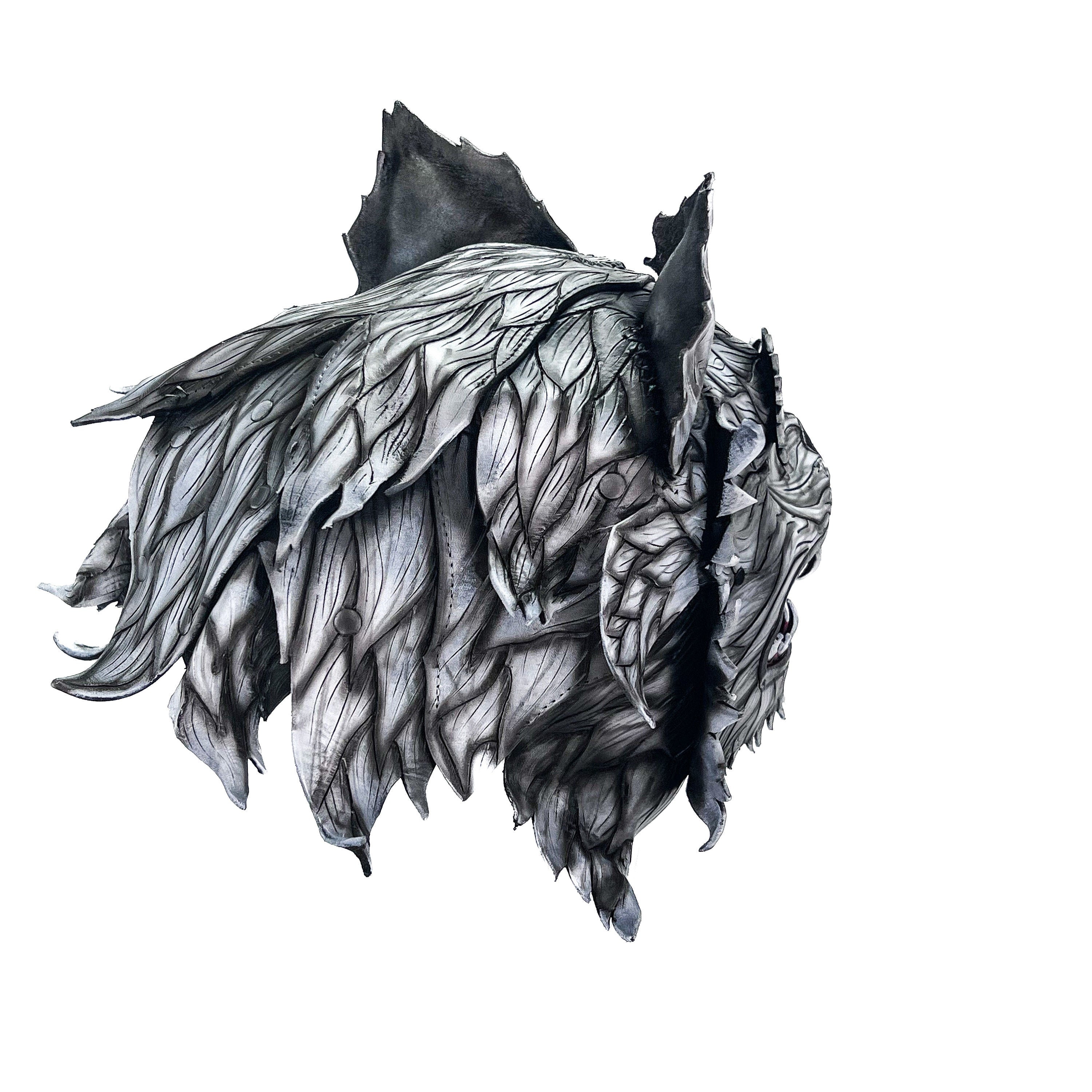 The Grey Lycan - Handmade Genuine Leather Helmet Mask by Rockwell Masks