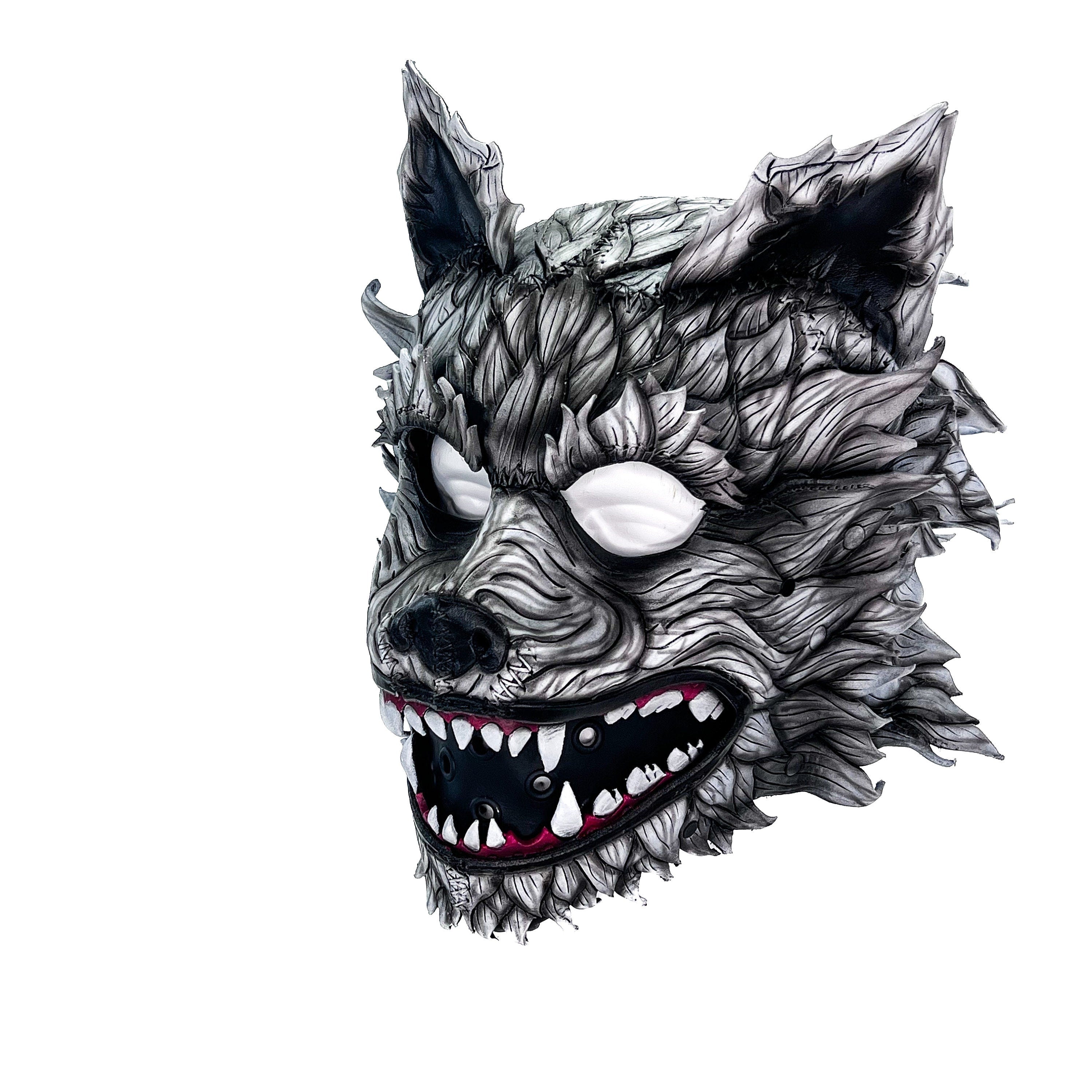 The Grey Lycan - Handmade Genuine Leather Helmet Mask by Rockwell Masks