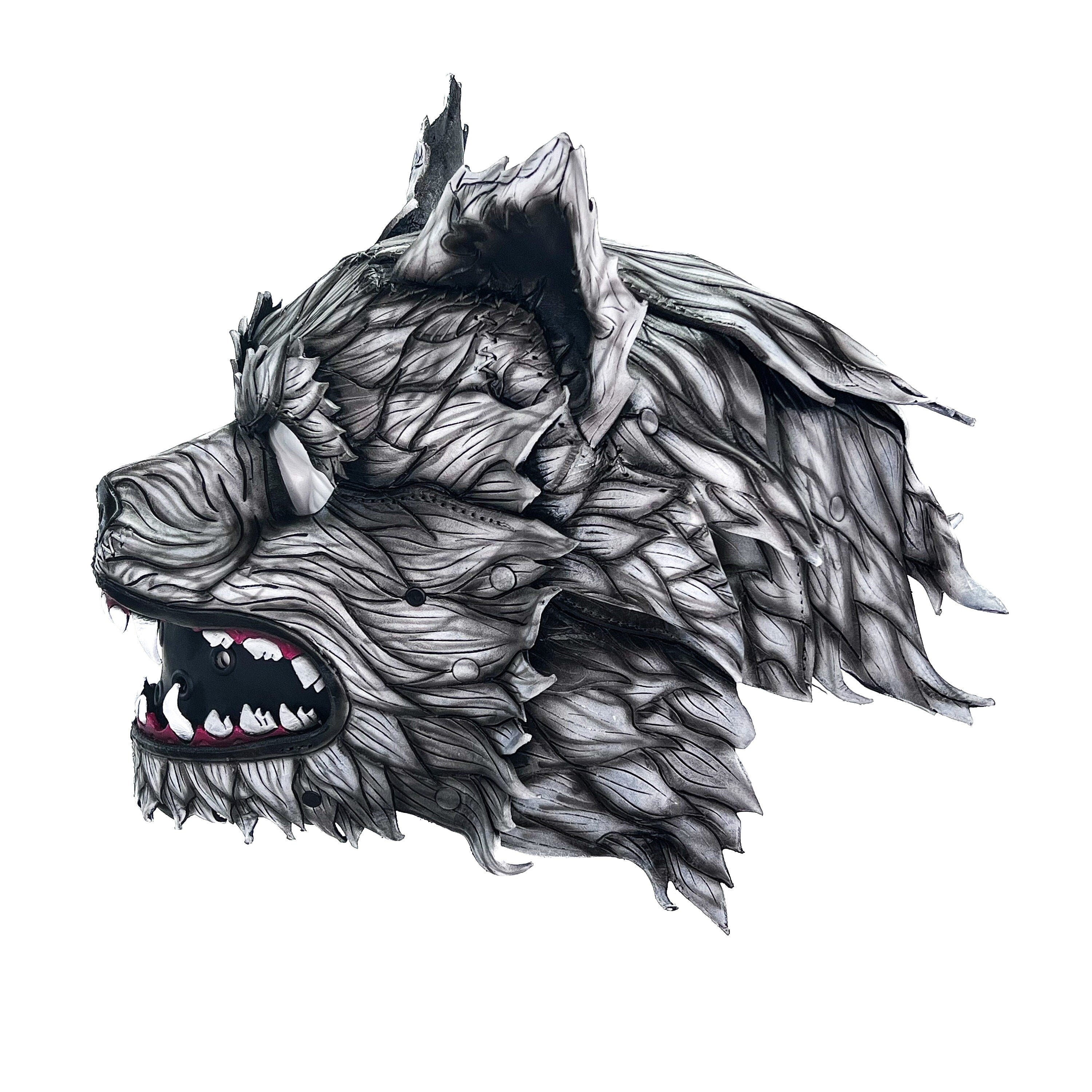 The Grey Lycan - Handmade Genuine Leather Helmet Mask by Rockwell Masks