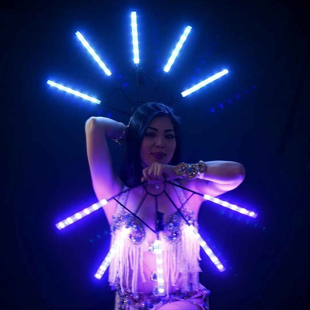 Multicolor LED Dance Fans, Remote Control, Festival Rave Props