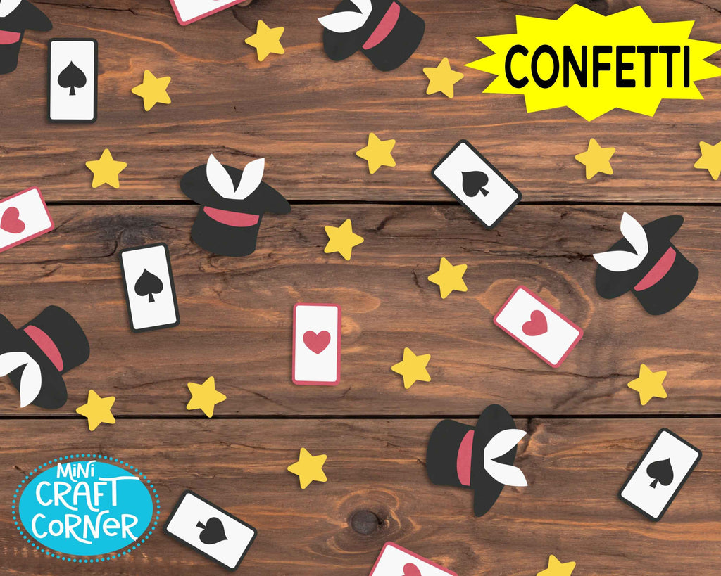 Magic Confetti / Magic Birthday Decor /Magic Party Supplies / Magic Table Decor / Magician /Abracadabra Party / Bunny in Hat /Cards Confetti