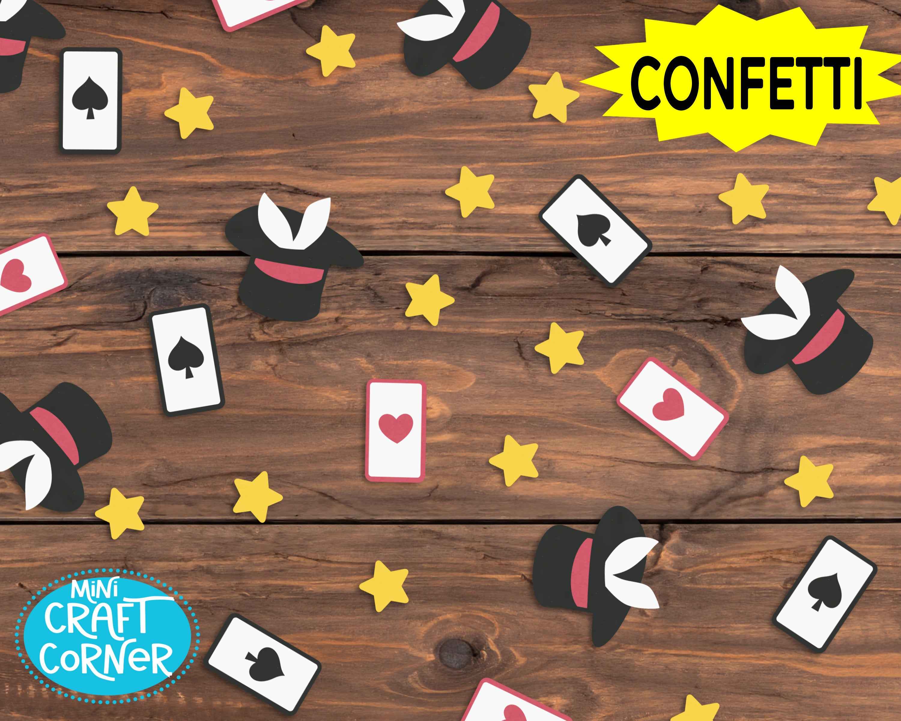 Magic Confetti / Magic Birthday Decor /Magic Party Supplies / Magic Table Decor / Magician /Abracadabra Party / Bunny in Hat /Cards Confetti