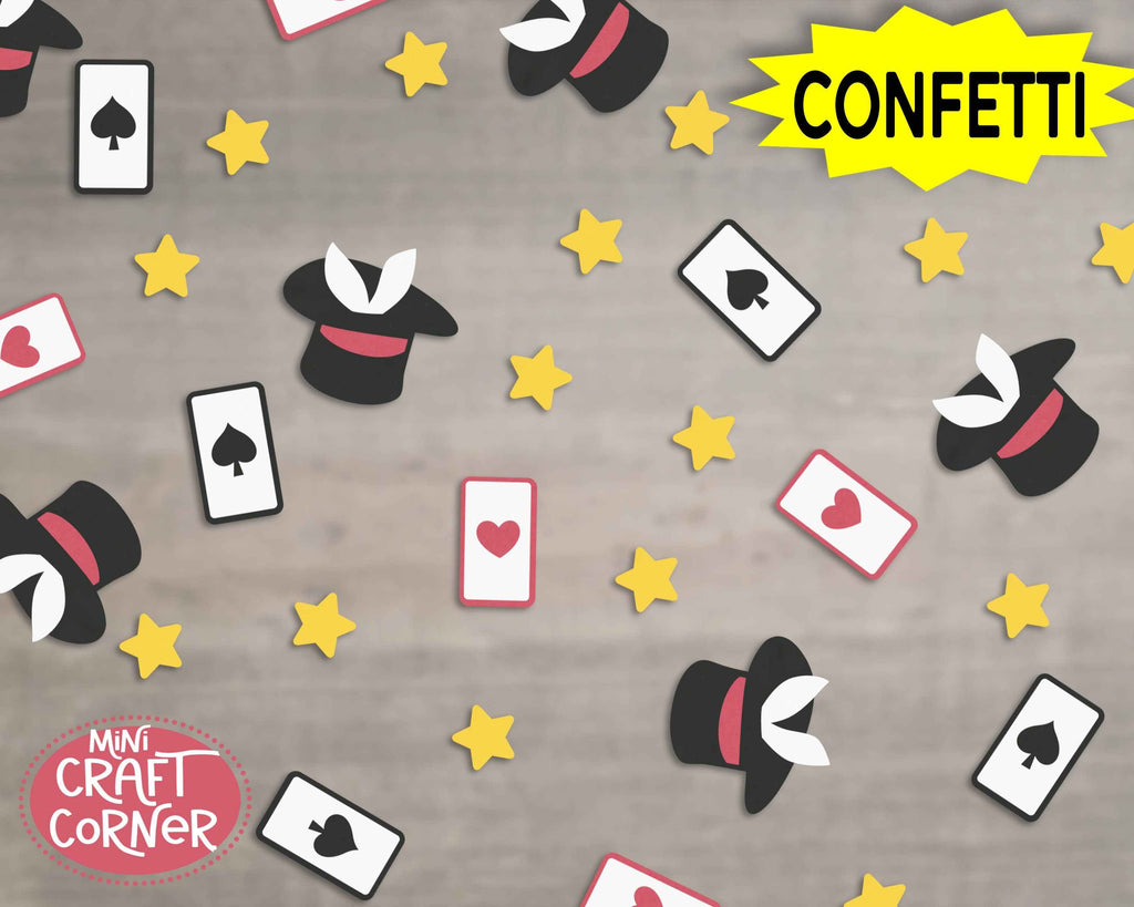 Magic Confetti / Magic Birthday Decor /Magic Party Supplies / Magic Table Decor / Magician /Abracadabra Party / Bunny in Hat /Cards Confetti