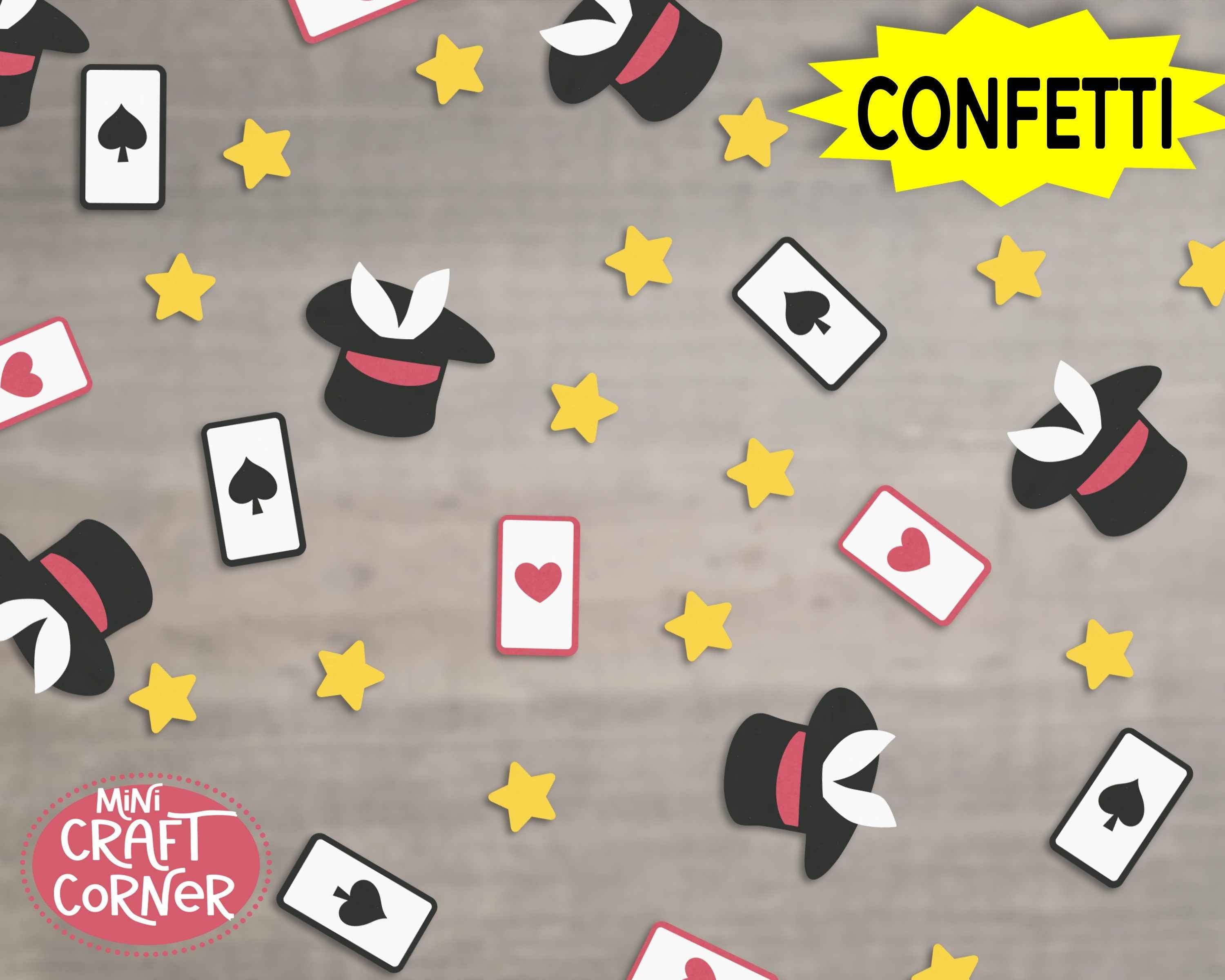 Magic Confetti / Magic Birthday Decor /Magic Party Supplies / Magic Table Decor / Magician /Abracadabra Party / Bunny in Hat /Cards Confetti