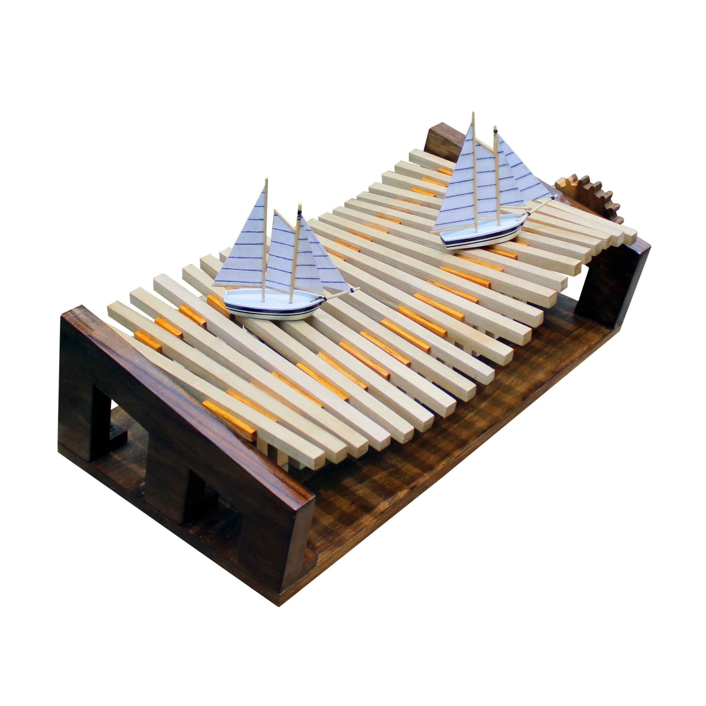 Wave Automaton, Ship Automaton, ship Kinetic Sculpture, Kinetic art, Boat automata, Automaton, automaton wood, Kinetic art