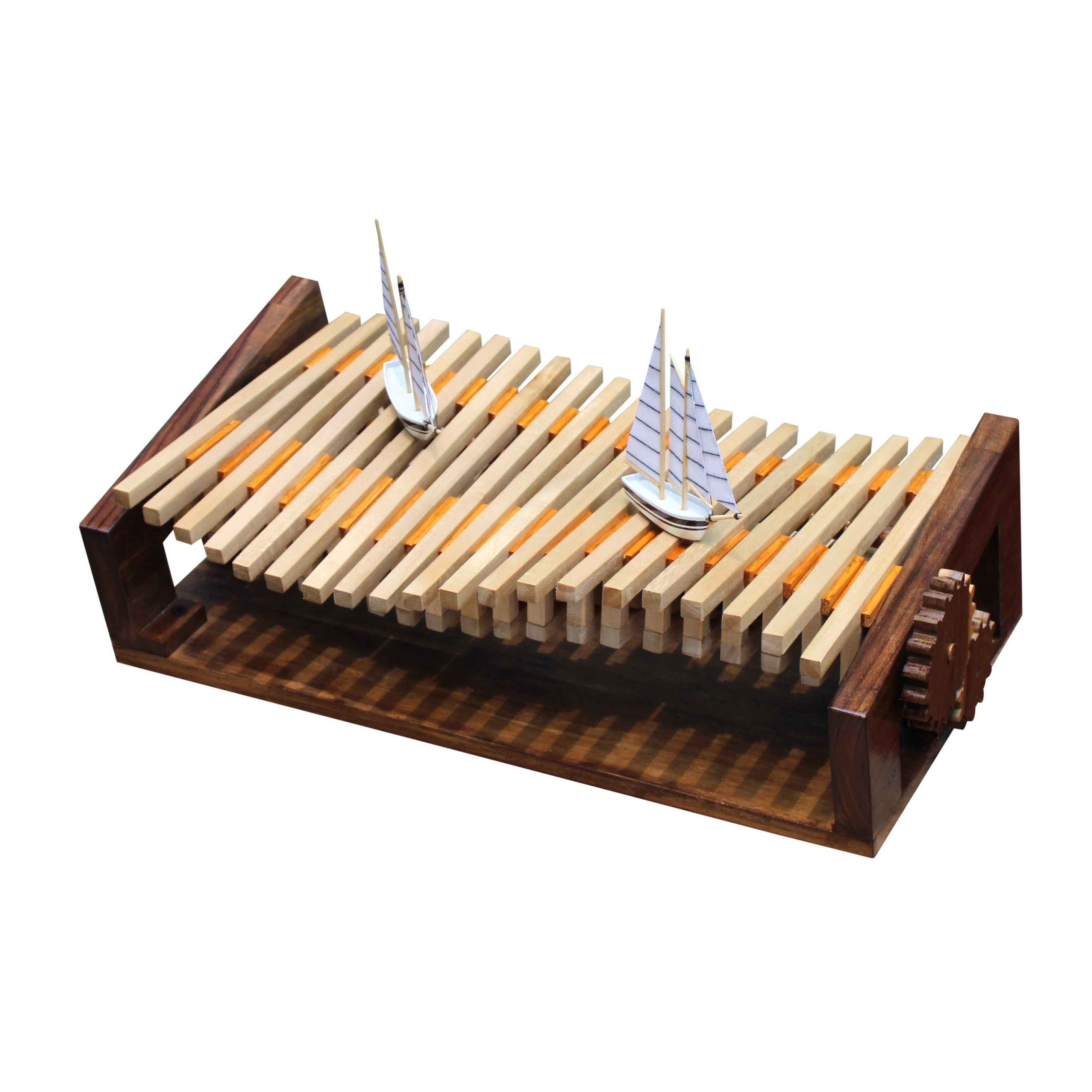 Wave Automaton, Ship Automaton, ship Kinetic Sculpture, Kinetic art, Boat automata, Automaton, automaton wood, Kinetic art