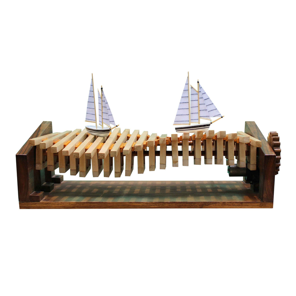 Wave Automaton, Ship Automaton, ship Kinetic Sculpture, Kinetic art, Boat automata, Automaton, automaton wood, Kinetic art