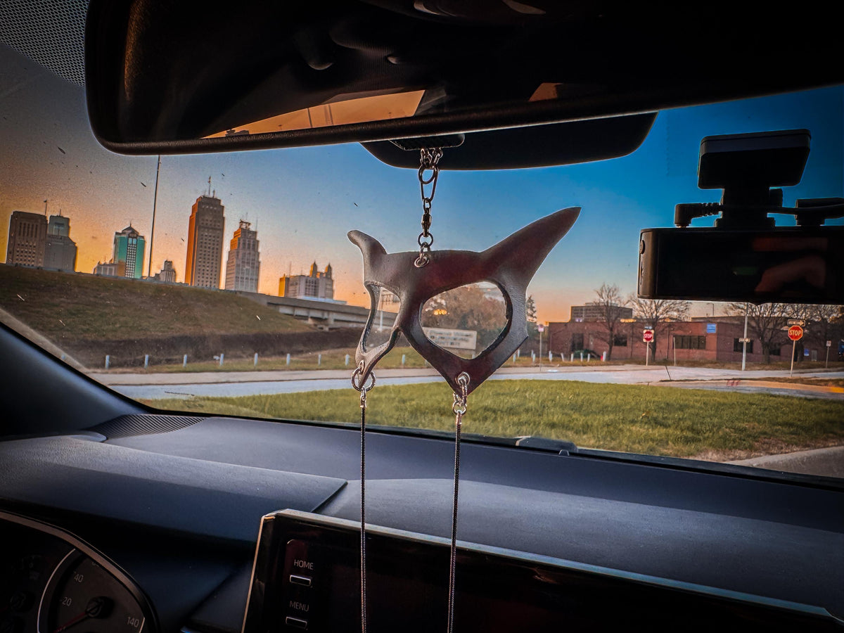 Curious Cat Leather Mini Mask – Handcrafted Charm for Rearview Mirrors, Handbags, Lanyards, Party Favors & More by Rockwell Masks