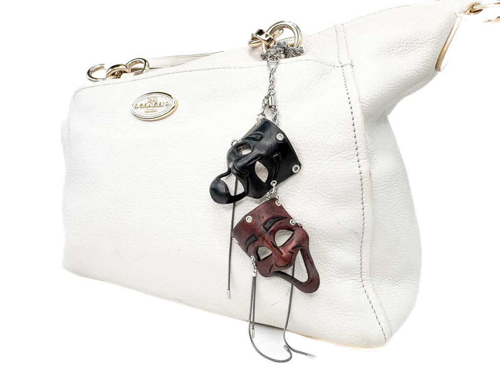 Olde Theatre Leather Mini Mask – Handcrafted Charm for Rearview Mirrors, Handbags, Lanyards, Party Favors & More by Rockwell Masks