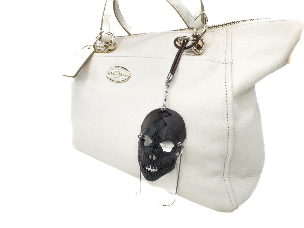 Skull Leather Mini Mask – Handcrafted Charm for Rearview Mirrors, Handbags, Lanyards, Party Favors & More by Rockwell Masks