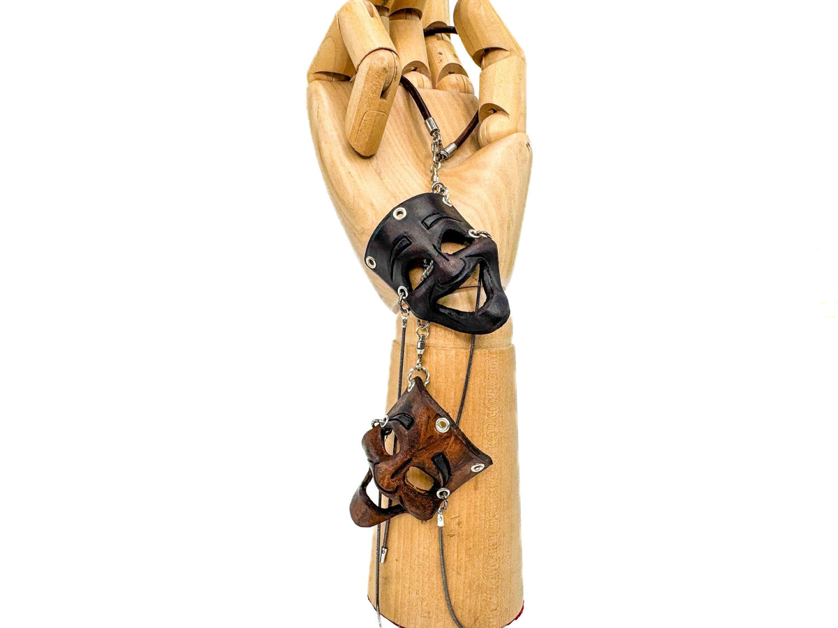 Olde Theatre Leather Mini Mask – Handcrafted Charm for Rearview Mirrors, Handbags, Lanyards, Party Favors & More by Rockwell Masks