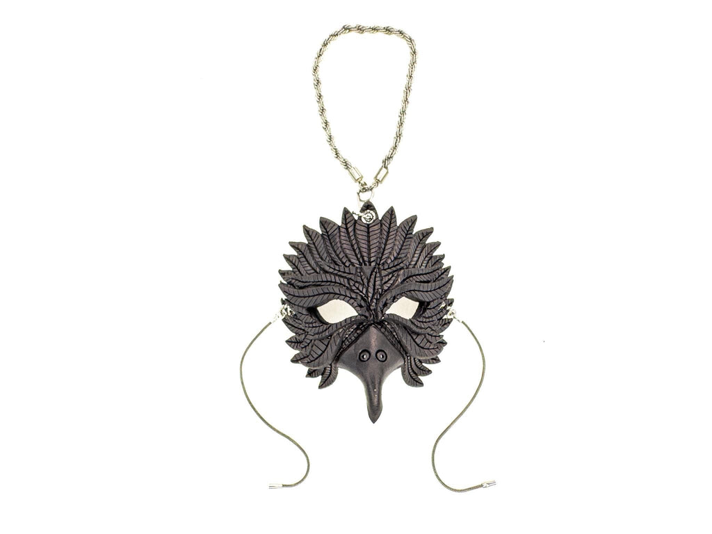 Elegant Raven Leather Mini Mask – Handcrafted Charm for Rearview Mirrors, Handbags, Lanyards, Party Favors & More by Rockwell Masks