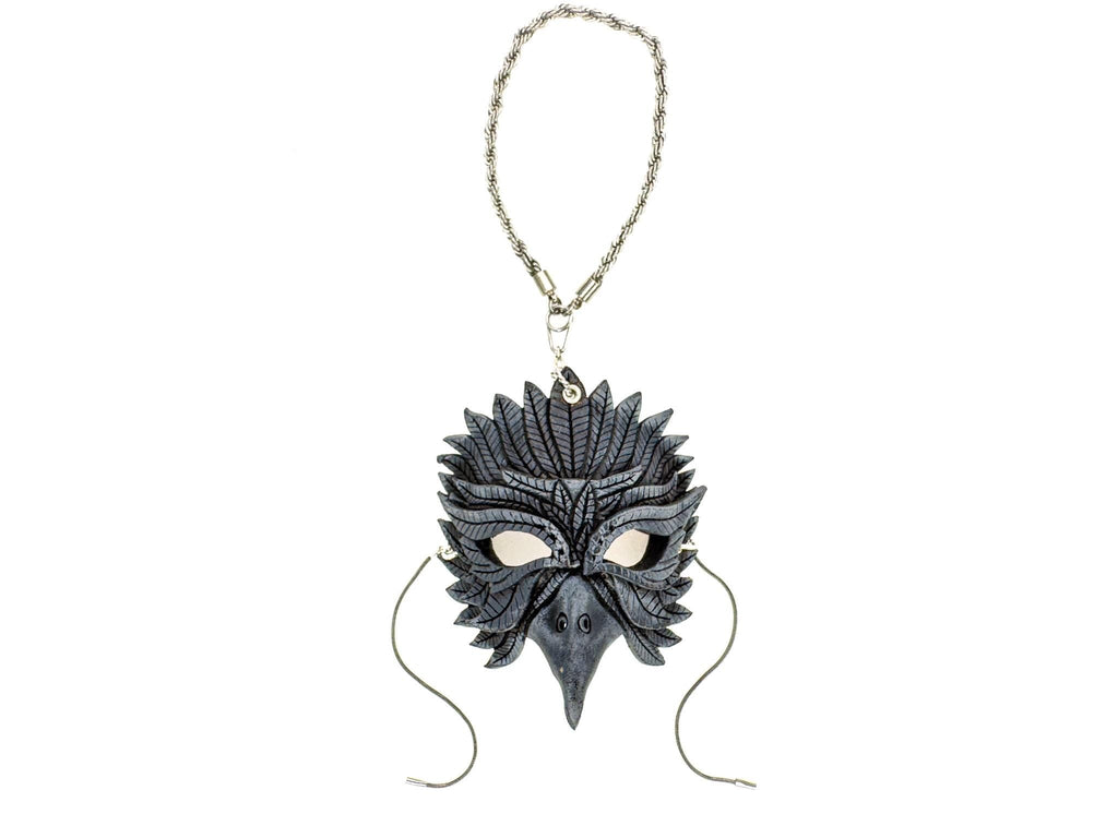 Elegant Raven Leather Mini Mask – Handcrafted Charm for Rearview Mirrors, Handbags, Lanyards, Party Favors & More by Rockwell Masks
