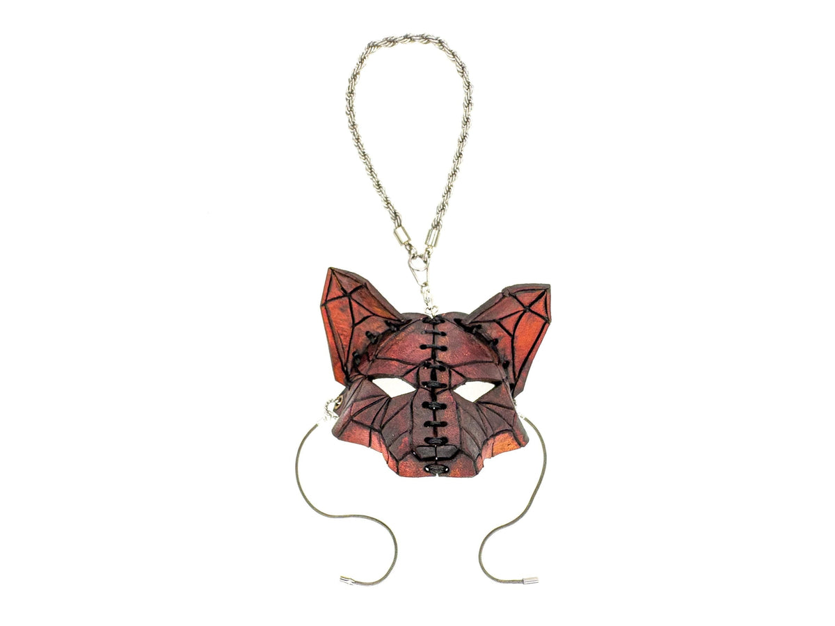 Sly Fox Leather Mini Mask – Handcrafted Charm for Rearview Mirrors, Handbags, Lanyards, Party Favors & More by Rockwell Masks