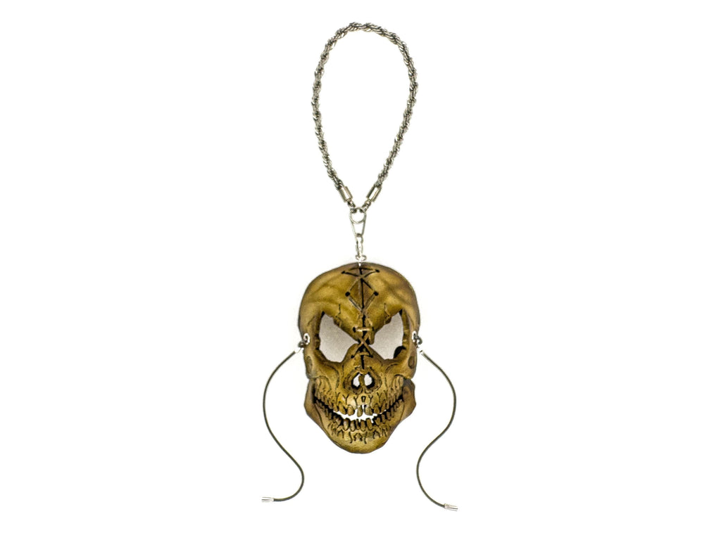 Menacing Skull Leather Mini Mask – Handcrafted Charm for Rearview Mirrors, Handbags, Lanyards, Party Favors & More by Rockwell Masks
