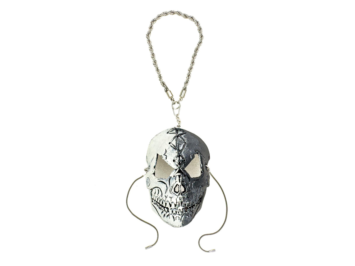 Menacing Skull Leather Mini Mask – Handcrafted Charm for Rearview Mirrors, Handbags, Lanyards, Party Favors & More by Rockwell Masks