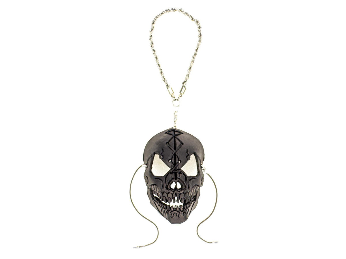 Menacing Skull Leather Mini Mask – Handcrafted Charm for Rearview Mirrors, Handbags, Lanyards, Party Favors & More by Rockwell Masks