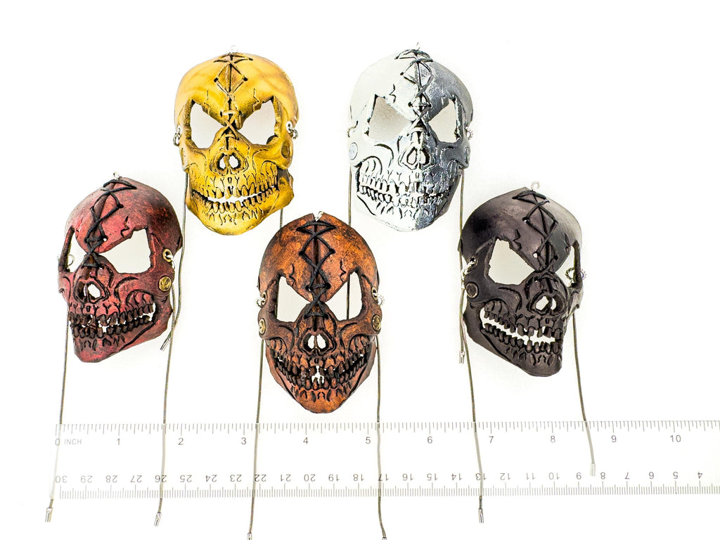Menacing Skull Leather Mini Mask – Handcrafted Charm for Rearview Mirrors, Handbags, Lanyards, Party Favors & More by Rockwell Masks