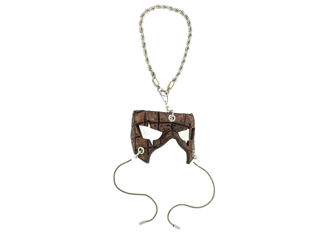 Grid Leather Mini Mask – Handcrafted Charm for Rearview Mirrors, Handbags, Lanyards, Party Favors & More by Rockwell Masks