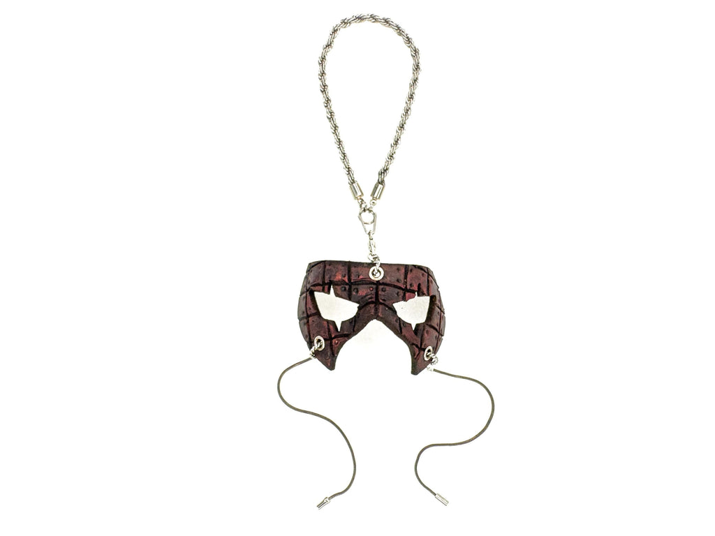 Grid Leather Mini Mask – Handcrafted Charm for Rearview Mirrors, Handbags, Lanyards, Party Favors & More by Rockwell Masks
