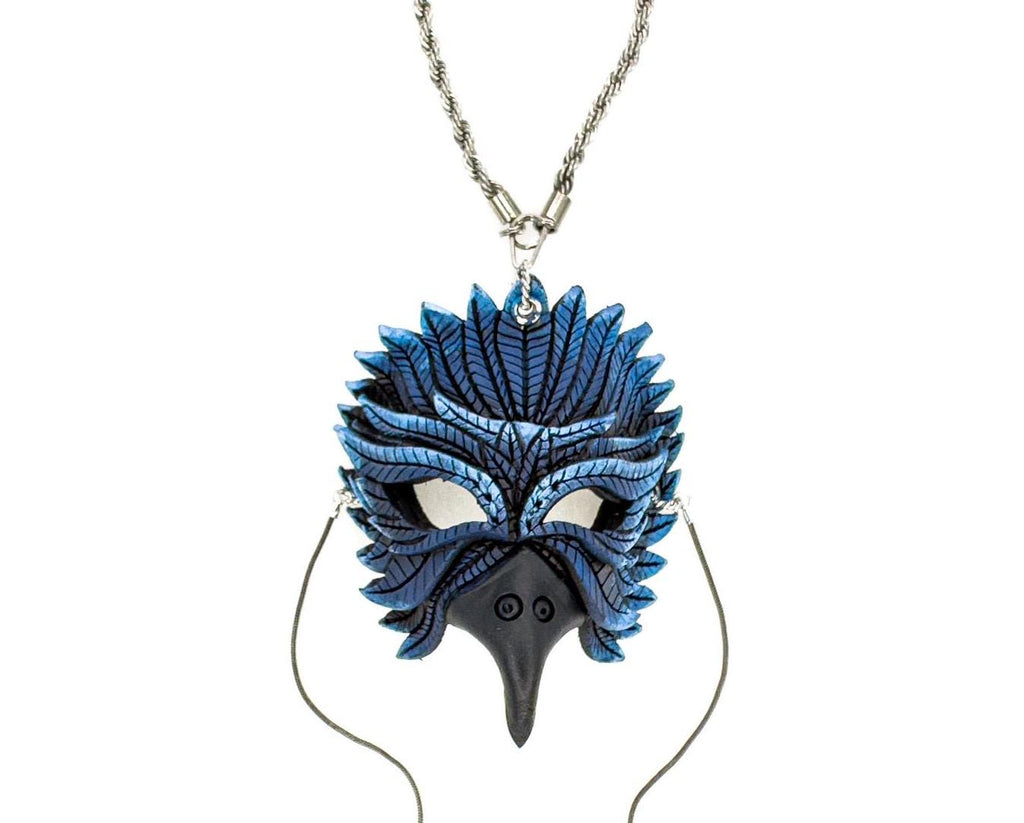 Elegant Raven Leather Mini Mask – Handcrafted Charm for Rearview Mirrors, Handbags, Lanyards, Party Favors & More by Rockwell Masks