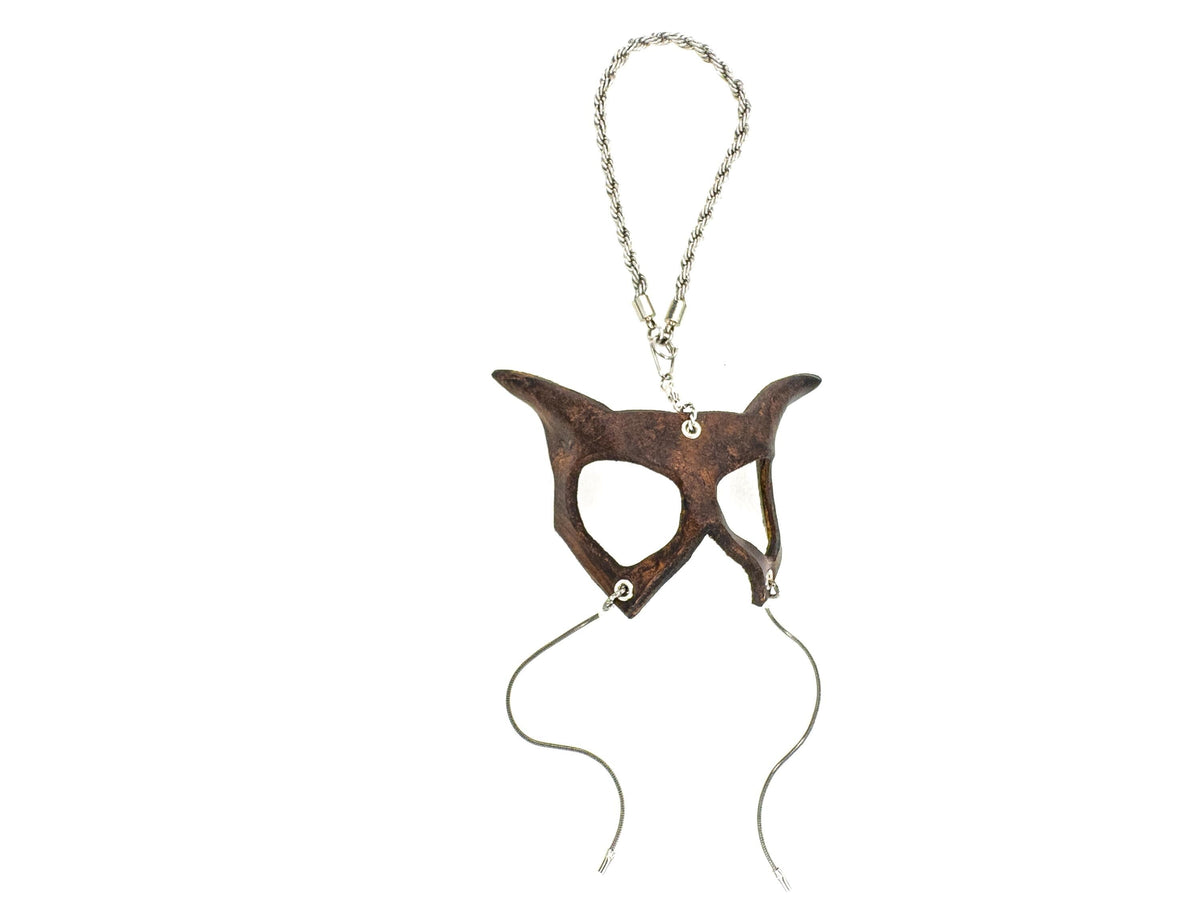 Curious Cat Leather Mini Mask – Handcrafted Charm for Rearview Mirrors, Handbags, Lanyards, Party Favors & More by Rockwell Masks