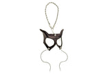 Curious Cat Leather Mini Mask – Handcrafted Charm for Rearview Mirrors, Handbags, Lanyards, Party Favors & More by Rockwell Masks