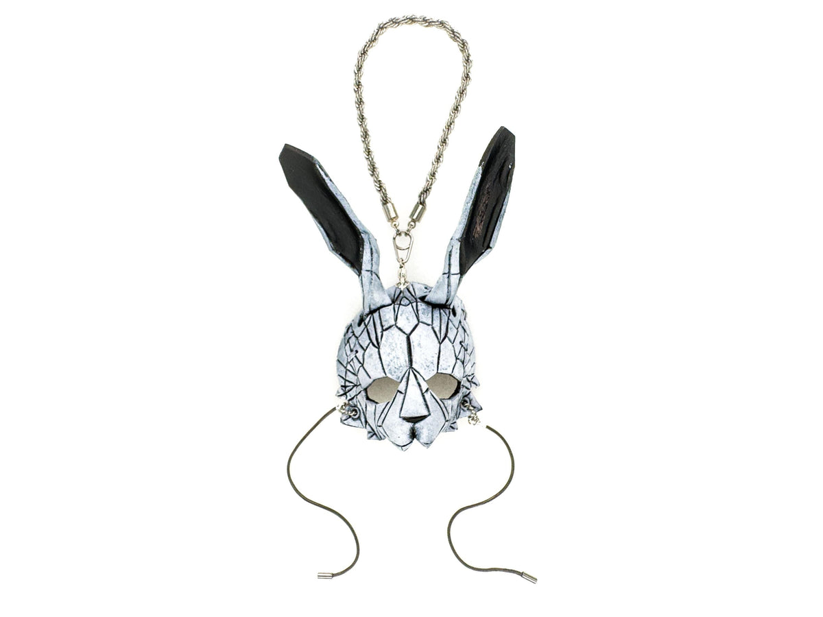 Geometric Bunny Leather Mini Mask – Handcrafted Charm for Rearview Mirrors, Handbags, Lanyards, Party Favors & More by Rockwell Masks